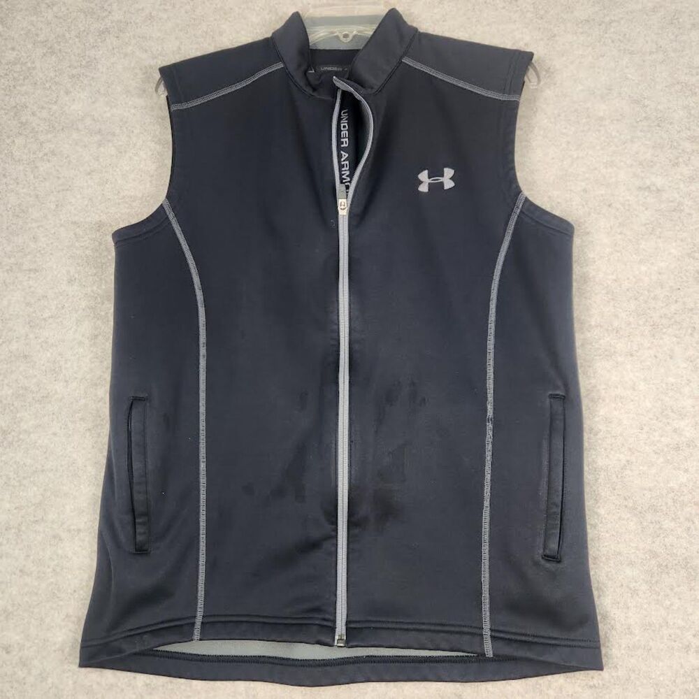 Under Armour Full Zip Vest Men's Size M Black Fleece Lined Athleisure Gorpcore